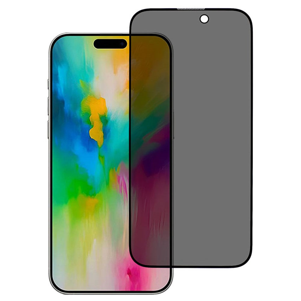 For iPhone 16 Plus / 15 Plus Full Glue Screen Protector Anti-Spy Tempered Glass Screen Film with Anti-Dust Net