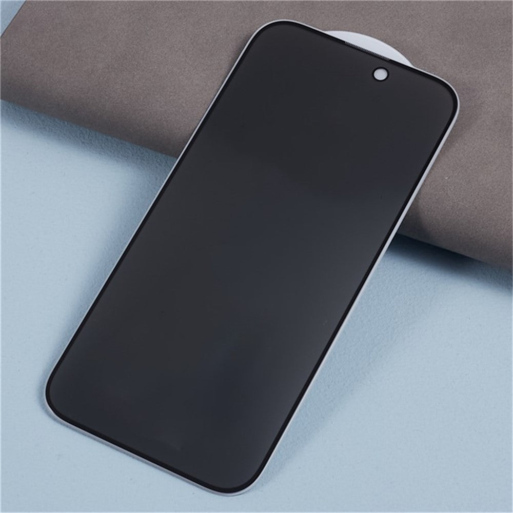 For iPhone 16 Plus / 15 Plus Full Glue Screen Protector Anti-Spy Tempered Glass Screen Film with Anti-Dust Net