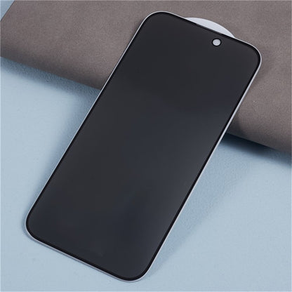 For iPhone 16 Plus / 15 Plus Full Glue Screen Protector Anti-Spy Tempered Glass Screen Film with Anti-Dust Net