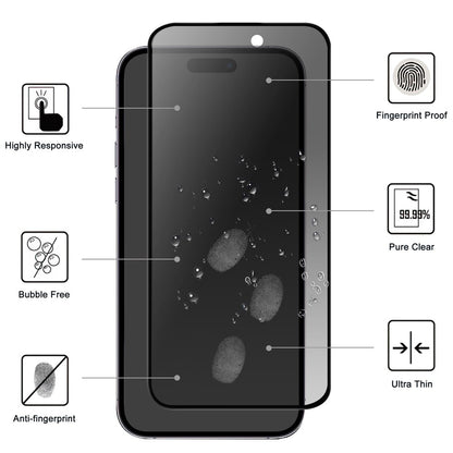 For iPhone 16 Pro Max Anti-spy Tempered Glass Screen Protector 2.5D Arc Edge Anti-explosion Film