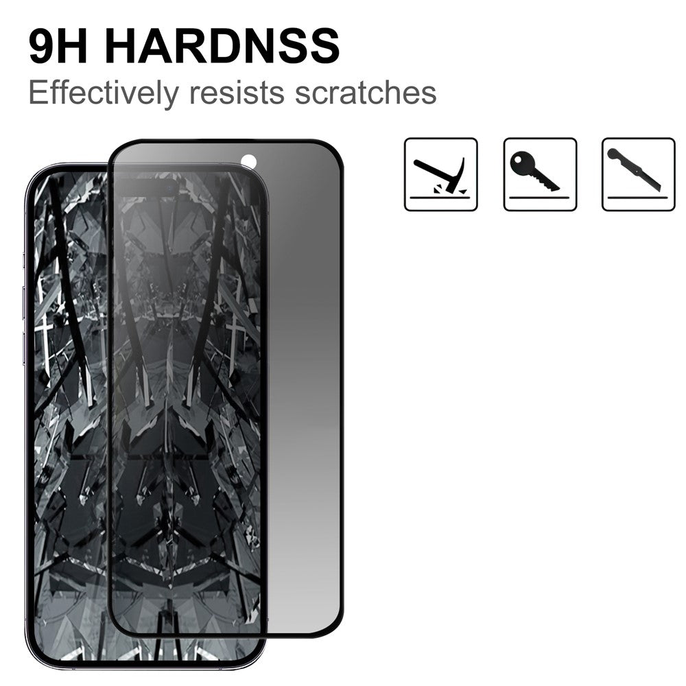 For iPhone 16 Pro Max Anti-spy Tempered Glass Screen Protector 2.5D Arc Edge Anti-explosion Film