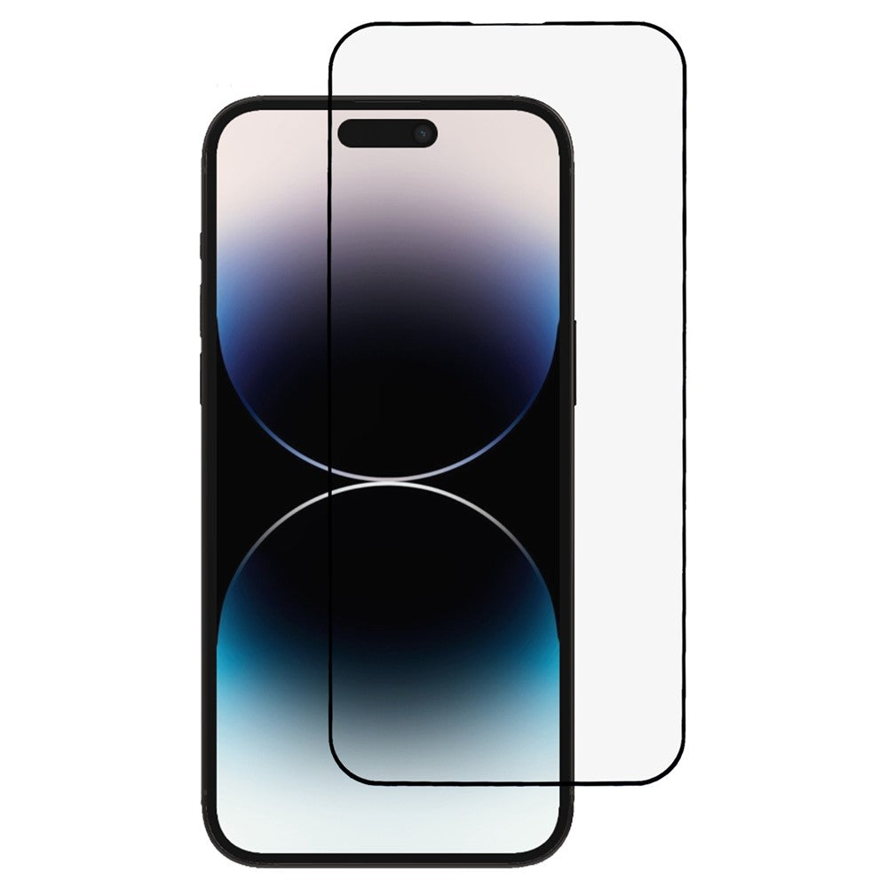 For iPhone 14 Pro Screen Protector Ultra Clear Metal Frame + Tempered Glass Film