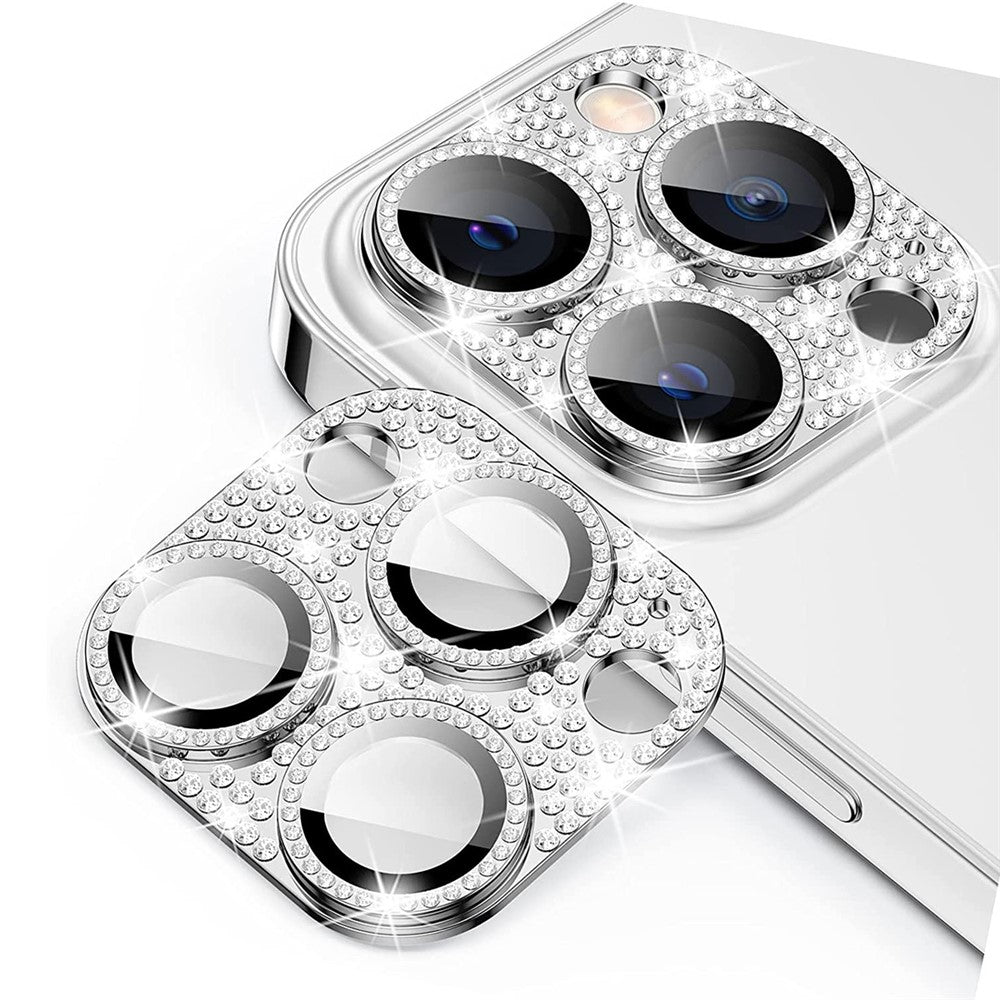 ENKAY HAT PRINCE For iPhone 16 Pro / 16 Pro Max Camera Lens Protector Rhinestone Decor Metal+Tempered Glass Lens Film