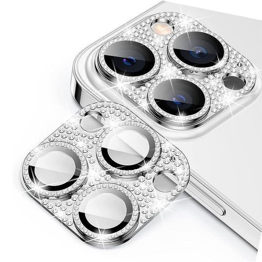 ENKAY HAT PRINCE For iPhone 16 Pro / 16 Pro Max Camera Lens Protector Rhinestone Decor Metal+Tempered Glass Lens Film