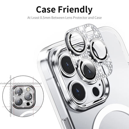 ENKAY HAT PRINCE For iPhone 16 Pro / 16 Pro Max Camera Lens Protector Rhinestone Decor Metal+Tempered Glass Lens Film