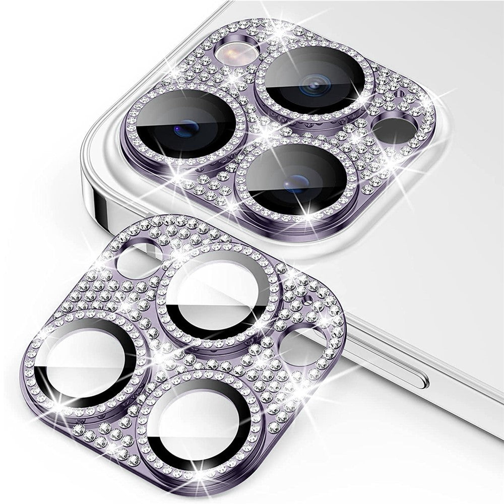 ENKAY HAT PRINCE For iPhone 16 Pro / 16 Pro Max Camera Lens Protector Rhinestone Decor Metal+Tempered Glass Lens Film