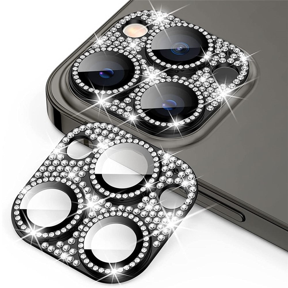 ENKAY HAT PRINCE For iPhone 16 Pro / 16 Pro Max Camera Lens Protector Rhinestone Decor Metal+Tempered Glass Lens Film