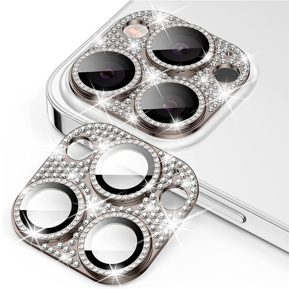 ENKAY HAT PRINCE For iPhone 16 Pro / 16 Pro Max Camera Lens Protector Rhinestone Decor Metal+Tempered Glass Lens Film