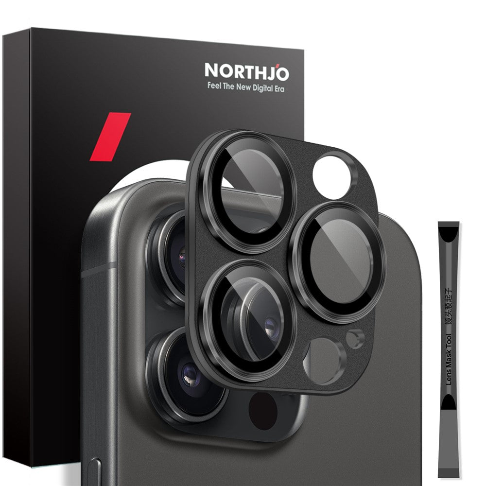 NORTHJO For iPhone 16 Pro / 16 Pro Max Camera Lens Protector Integrated Matte Metal + Tempered Glass Lens Film