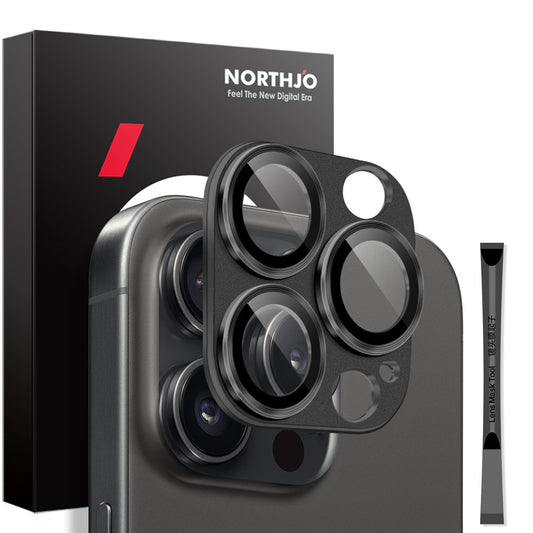 NORTHJO For iPhone 16 Pro / 16 Pro Max Camera Lens Protector Integrated Matte Metal + Tempered Glass Lens Film