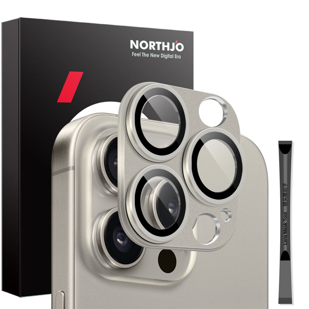 NORTHJO For iPhone 16 Pro / 16 Pro Max Camera Lens Protector Integrated Matte Metal + Tempered Glass Lens Film