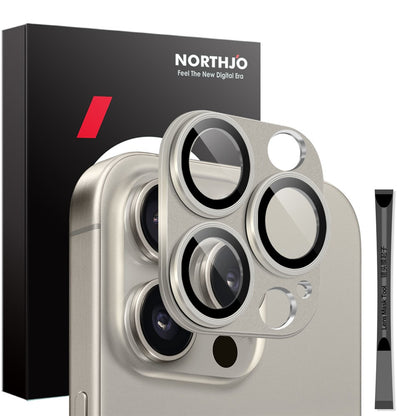 NORTHJO For iPhone 16 Pro / 16 Pro Max Camera Lens Protector Integrated Matte Metal + Tempered Glass Lens Film