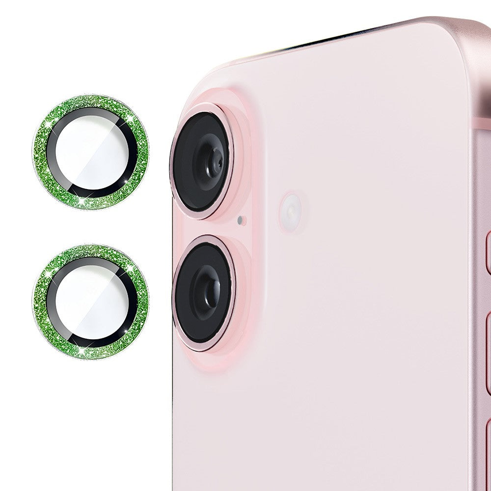 ENKAY HAT PRINCE 1Set For iPhone 16 / 16 Plus Camera Lens Film Glitter Metal Ring Lens Protector