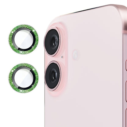 ENKAY HAT PRINCE 1Set For iPhone 16 / 16 Plus Camera Lens Film Glitter Metal Ring Lens Protector
