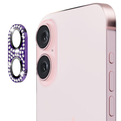 ENKAY HAT PRINCE For iPhone 16 /  16 Plus Camera Lens Protector Rhinestone Decor Metal+Tempered Glass Lens Film