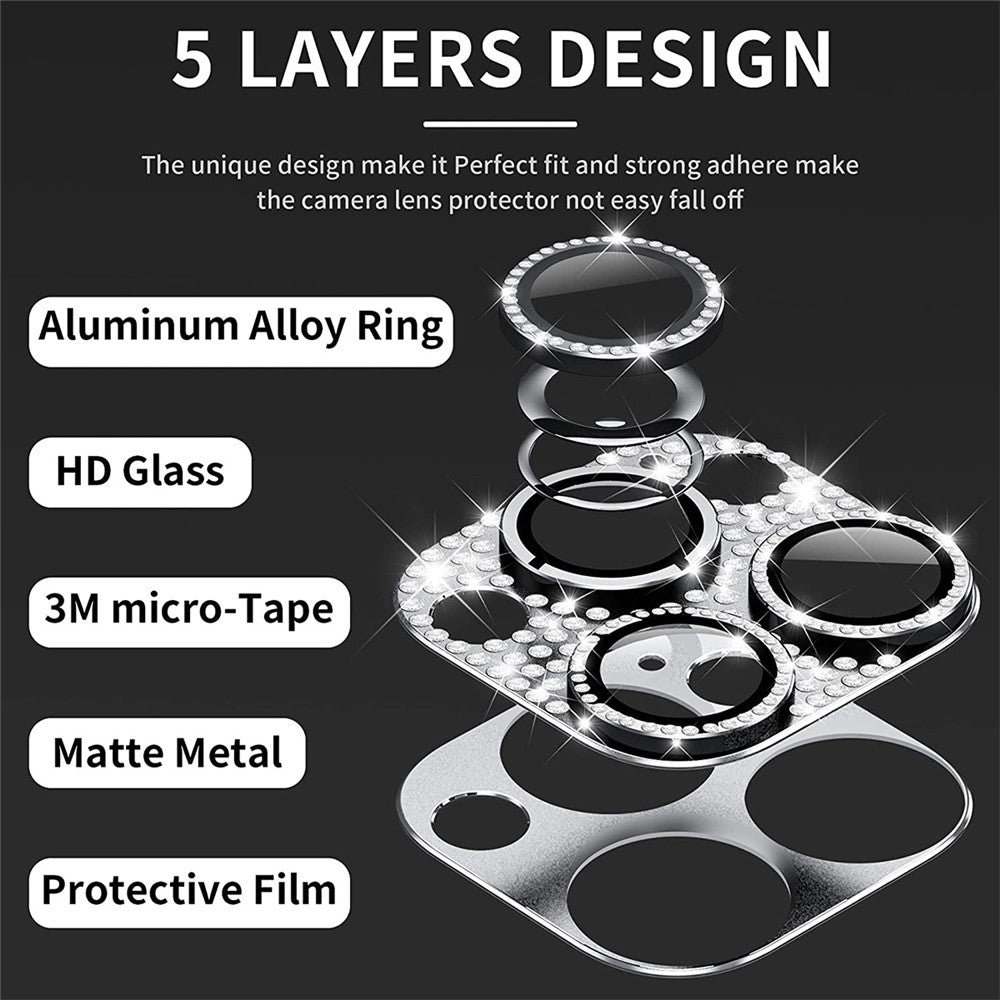 ENKAY HAT PRINCE For iPhone 16 /  16 Plus Camera Lens Protector Rhinestone Decor Metal+Tempered Glass Lens Film
