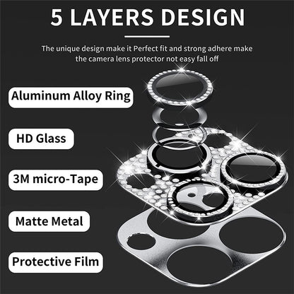 ENKAY HAT PRINCE For iPhone 16 /  16 Plus Camera Lens Protector Rhinestone Decor Metal+Tempered Glass Lens Film