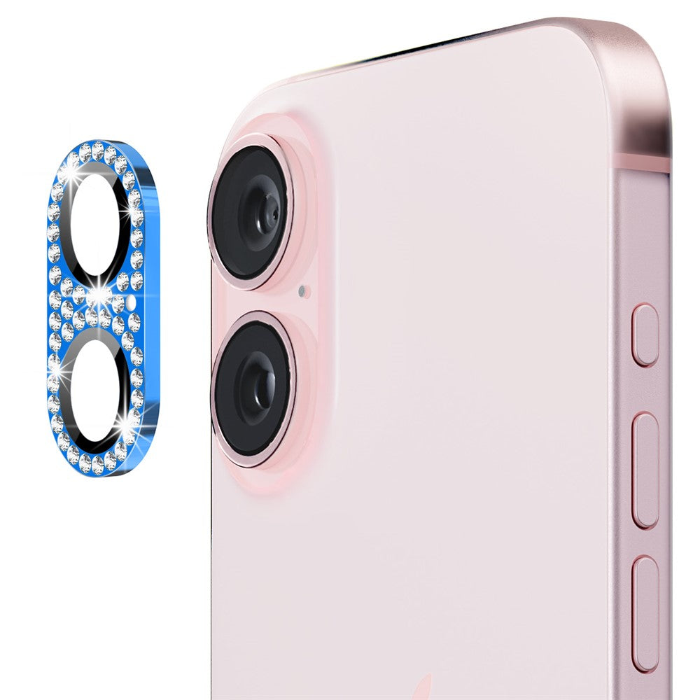 ENKAY HAT PRINCE For iPhone 16 /  16 Plus Camera Lens Protector Rhinestone Decor Metal+Tempered Glass Lens Film