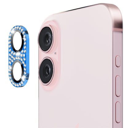 ENKAY HAT PRINCE For iPhone 16 /  16 Plus Camera Lens Protector Rhinestone Decor Metal+Tempered Glass Lens Film
