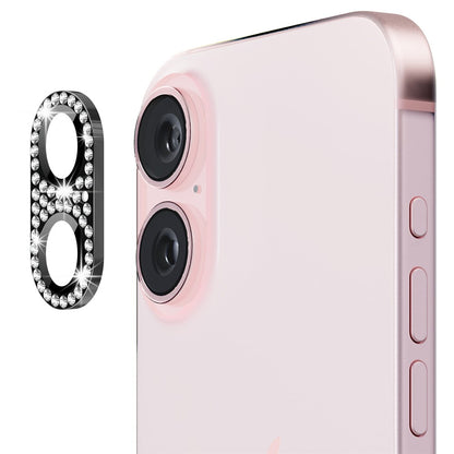 ENKAY HAT PRINCE For iPhone 16 /  16 Plus Camera Lens Protector Rhinestone Decor Metal+Tempered Glass Lens Film