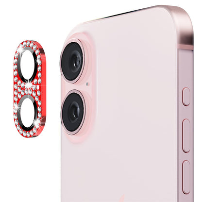 ENKAY HAT PRINCE For iPhone 16 /  16 Plus Camera Lens Protector Rhinestone Decor Metal+Tempered Glass Lens Film