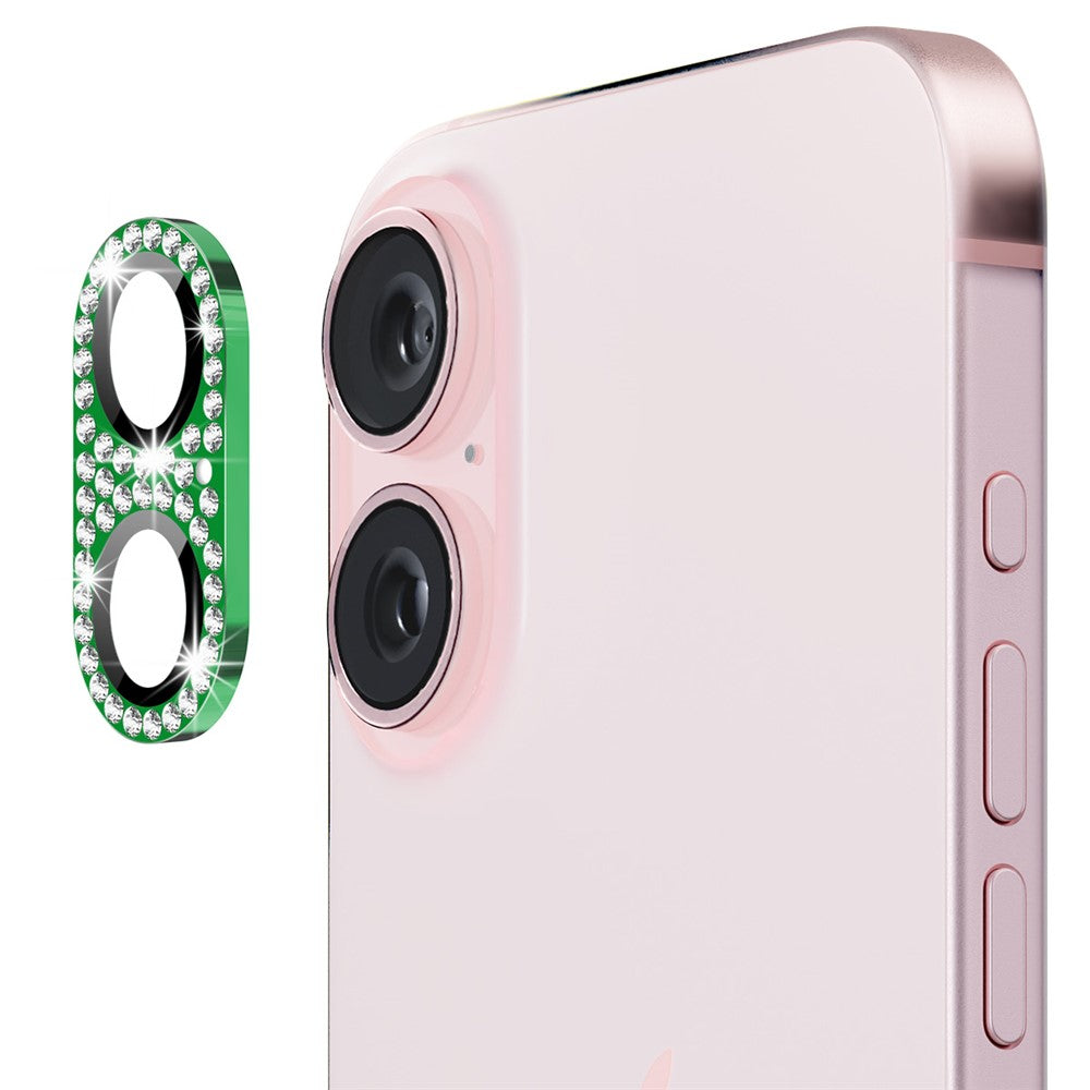 ENKAY HAT PRINCE For iPhone 16 /  16 Plus Camera Lens Protector Rhinestone Decor Metal+Tempered Glass Lens Film