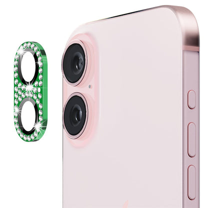 ENKAY HAT PRINCE For iPhone 16 /  16 Plus Camera Lens Protector Rhinestone Decor Metal+Tempered Glass Lens Film