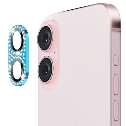 ENKAY HAT PRINCE For iPhone 16 /  16 Plus Camera Lens Protector Rhinestone Decor Metal+Tempered Glass Lens Film