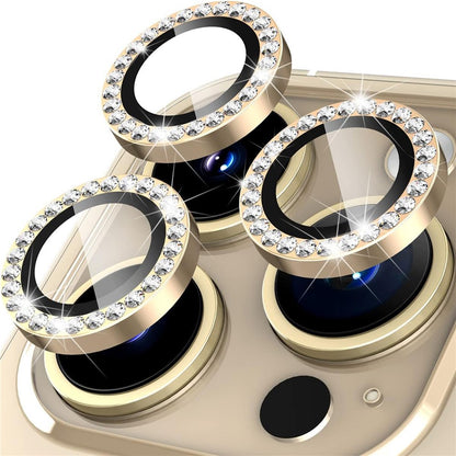 1Set For iPhone 16 Pro / 16 Pro Max Camera Lens Protector Tempered Glass+Metal Ring Rhinestone Lens Film