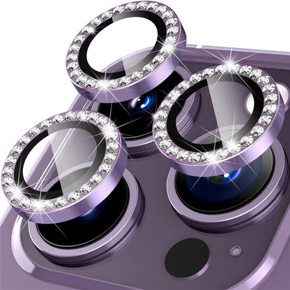1Set For iPhone 16 Pro / 16 Pro Max Camera Lens Protector Tempered Glass+Metal Ring Rhinestone Lens Film