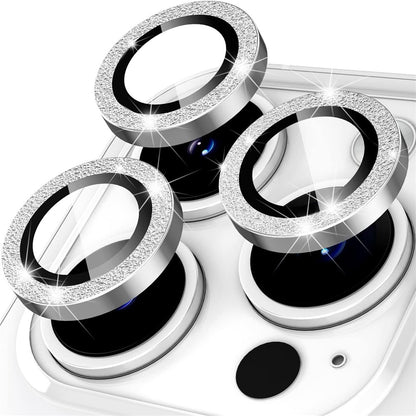 For iPhone 16 Pro / 16 Pro Max Glitter Camera Lens Film Metal Ring+Tempered Glass Phone Lens Protector