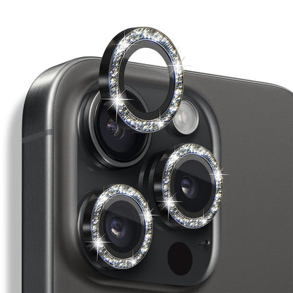NORTHJO 1 Set For iPhone 16 Pro / 16 Pro Max Camera Lens Film Tempered Glass+Metal Glitter Rear Lens Protector