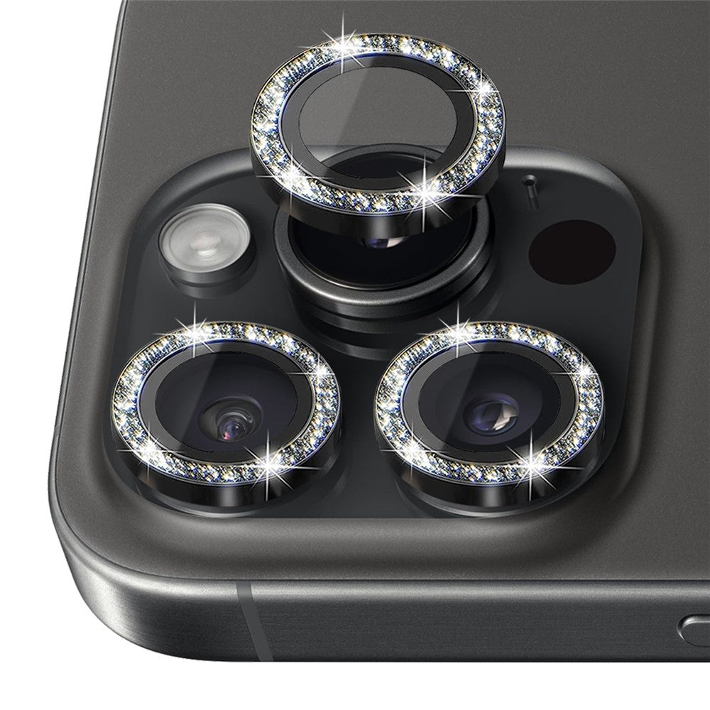 NORTHJO 1 Set For iPhone 16 Pro / 16 Pro Max Camera Lens Film Tempered Glass+Metal Glitter Rear Lens Protector