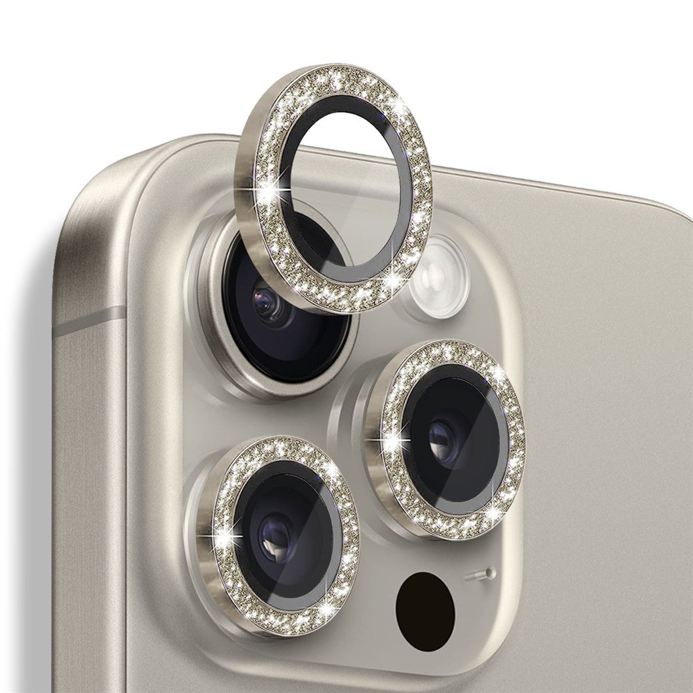 NORTHJO 1 Set For iPhone 16 Pro / 16 Pro Max Camera Lens Film Tempered Glass+Metal Glitter Rear Lens Protector