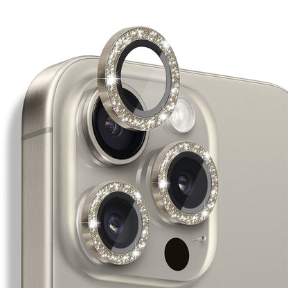 NORTHJO 1 Set For iPhone 16 Pro / 16 Pro Max Camera Lens Film Tempered Glass+Metal Glitter Rear Lens Protector