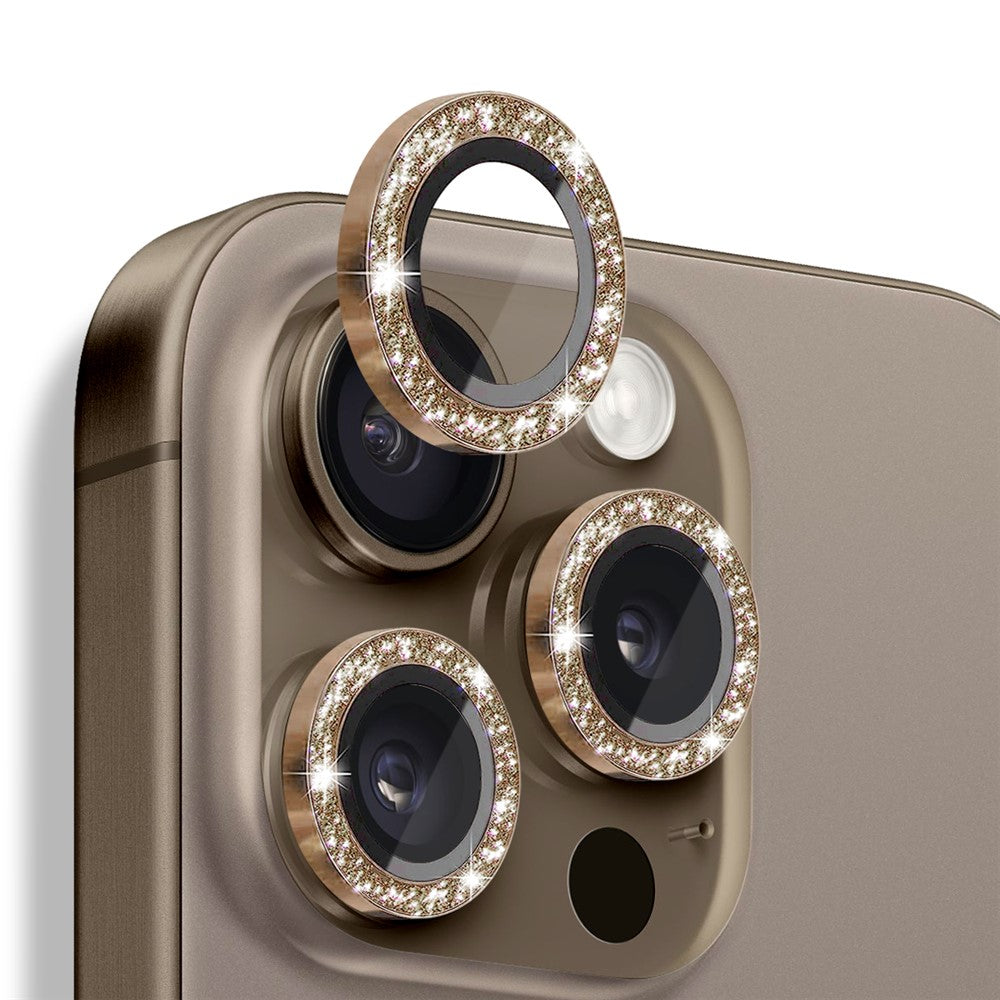 NORTHJO 1 Set For iPhone 16 Pro / 16 Pro Max Camera Lens Film Tempered Glass+Metal Glitter Rear Lens Protector