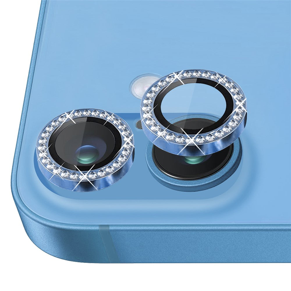 NORTHJO For iPhone 16 / 16 Plus Lens Protector Rhinestone Ring Tempered Glass Lens Film