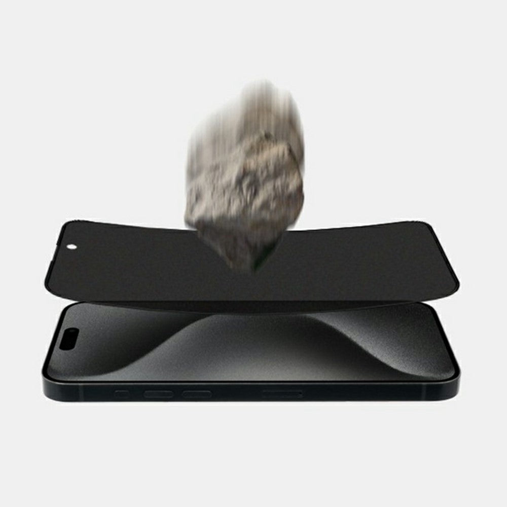 KZDOO For iPhone 16 / 15 / 14 Pro Anti-Peep Tempered Glass Screen Protector Full Glue Silk Printing Screen Film