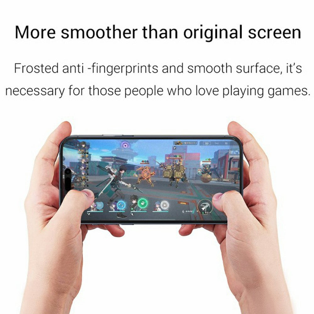 KZDOO For iPhone 16 / 15 / 14 Pro AG Matte Screen Protector Anti-Fingerprint Tempered Glass Film Anti-Glare Full Glue Silk Printing