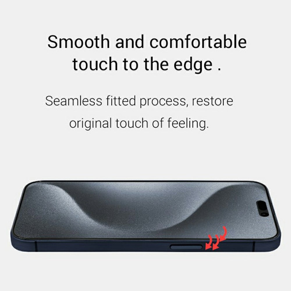 KZDOO For iPhone 16 / 15 / 14 Pro AG Matte Screen Protector Anti-Fingerprint Tempered Glass Film Anti-Glare Full Glue Silk Printing