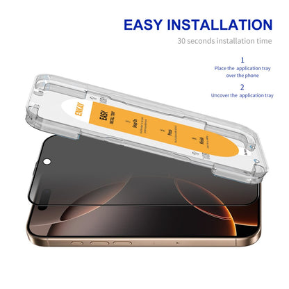 ENKAY HAT PRINCE For iPhone 16 Pro Anti-Spy Film   Silk Printing Tempered Glass Screen Protector with Installation Tool
