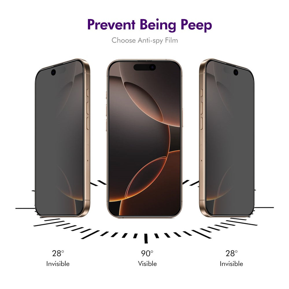 ENKAY HAT PRINCE For iPhone 16 Pro Anti-Spy Film   Silk Printing Tempered Glass Screen Protector with Installation Tool