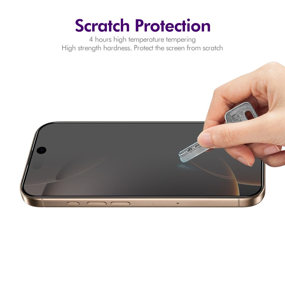 ENKAY HAT PRINCE For iPhone 16 Pro Anti-Spy Film   Silk Printing Tempered Glass Screen Protector with Installation Tool