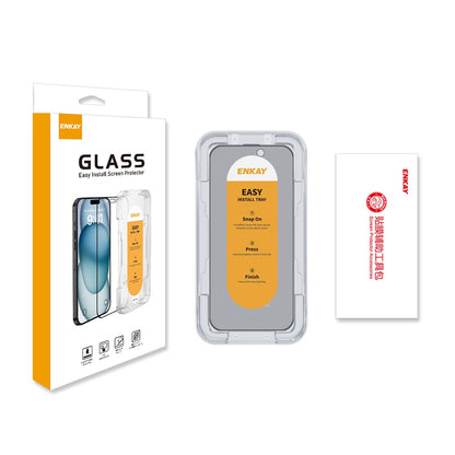 ENKAY HAT PRINCE For iPhone 16 Pro Anti-Spy Film   Silk Printing Tempered Glass Screen Protector with Installation Tool