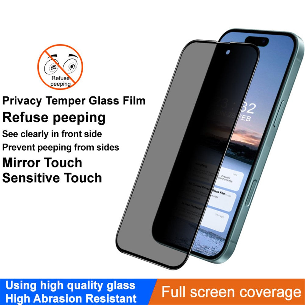 IMAK For iPhone 16 Anti-Peep Tempered Glass Screen Protector Full Coverage