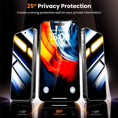 For iPhone 14 Pro Anti-Spy Screen Protector Temered Glass Film with Dust-Proof Net
