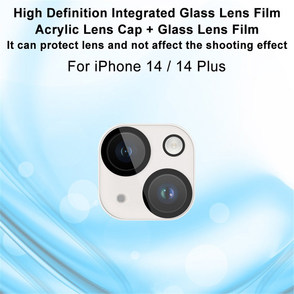IMAK For iPhone 14 / 14 Plus Tempered Glass Camera Lens Protector + Acrylic Lens Cap Anti-Scratch Len Film