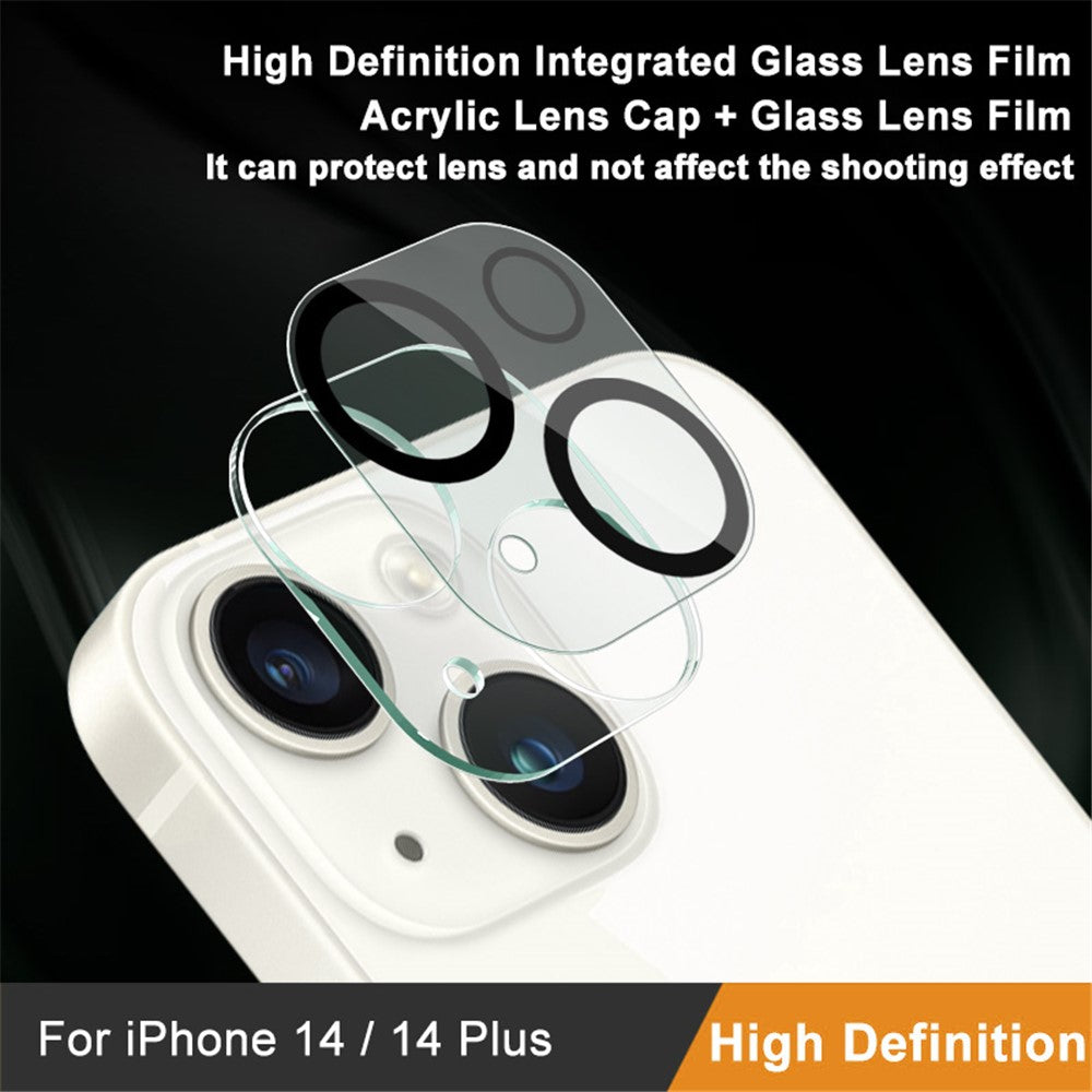 IMAK For iPhone 14 / 14 Plus Tempered Glass Camera Lens Protector + Acrylic Lens Cap Anti-Scratch Len Film