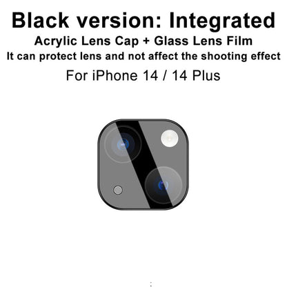 IMAK Tempered Glass Lens Protector + Acrylic Lens Cap for iPhone 14 / 14 Plus, Anti-abrasion Camera Lens Film (Black Version)