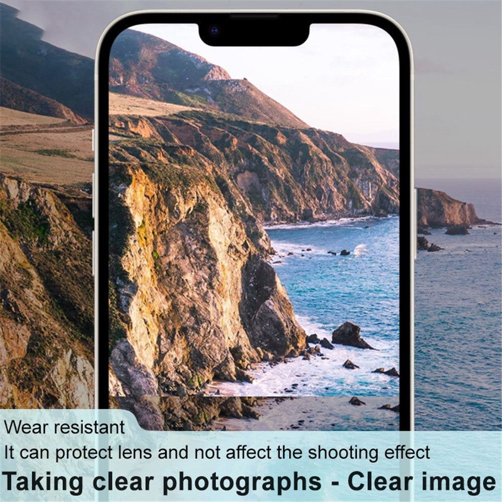 IMAK Tempered Glass Lens Protector + Acrylic Lens Cap for iPhone 14 / 14 Plus, Anti-abrasion Camera Lens Film (Black Version)